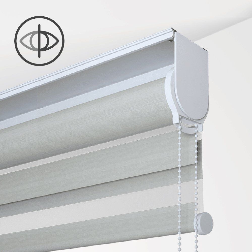 tenda a rullo double line con tessuto a fasce effetto vedo non vedo